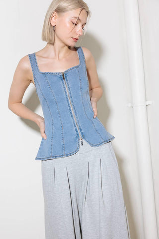 ALMOST ANGELIC LIGHT INDIGO DENIM TOP - Glamourous Grace