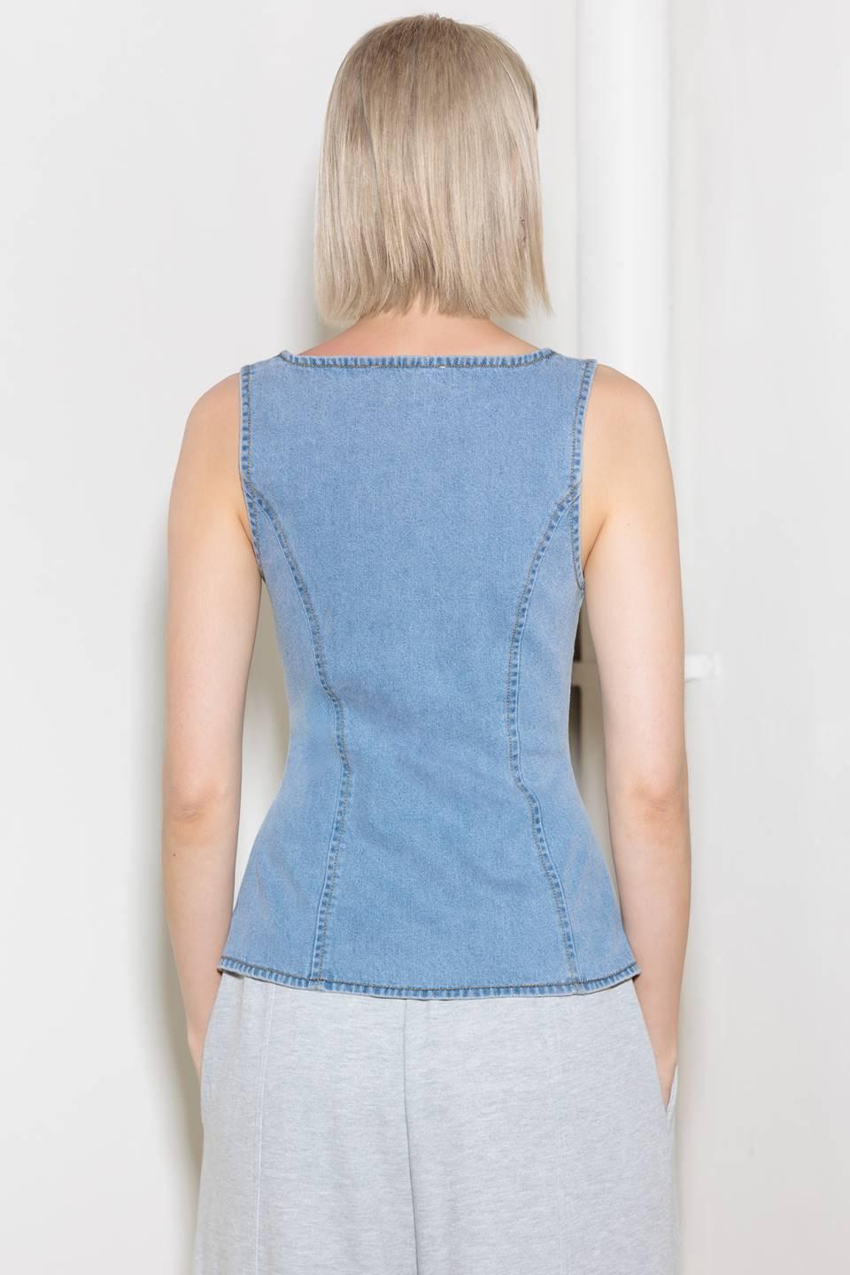 ALMOST ANGELIC LIGHT INDIGO DENIM TOP - Glamourous Grace