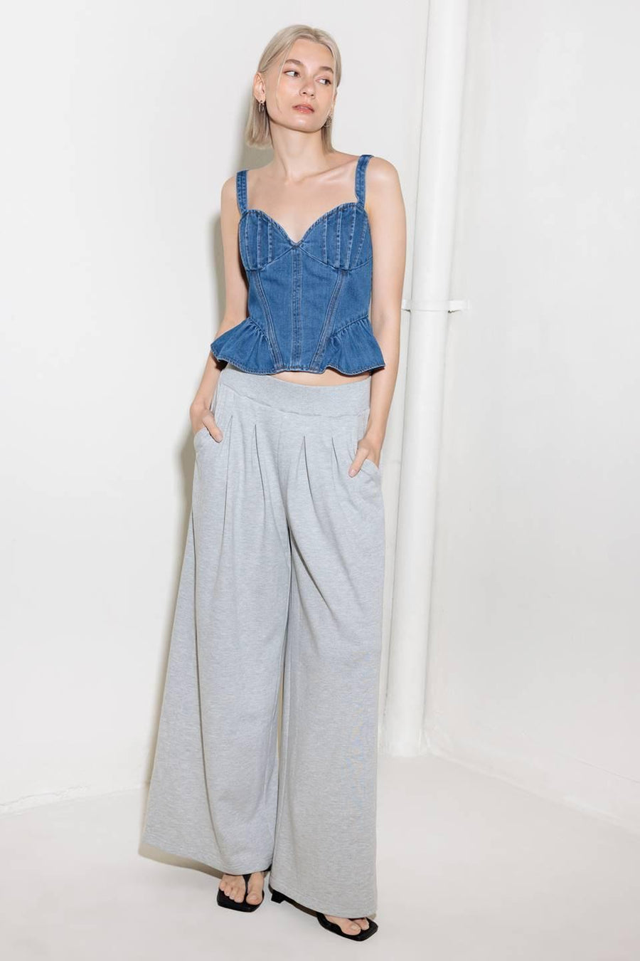 WHISPER SOFTLY BLUE DENIM TOP - Glamourous Grace