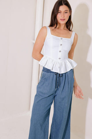 IN THIS MOMENT WHITE WOVEN TOP - Glamourous Grace