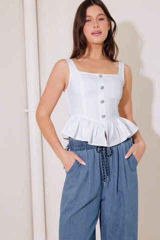 IN THIS MOMENT WHITE WOVEN TOP - Glamourous Grace