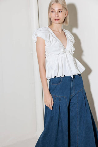 SLOW DOWN IN WHITE WOVEN TOP - Glamourous Grace
