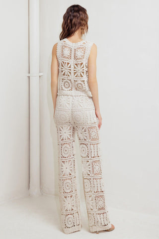 COASTAL BREEZE CROCHET VEST AND PANT SET - Glamourous Grace