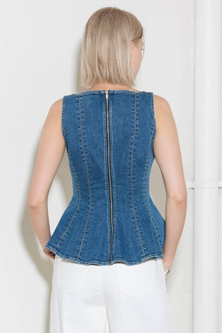 ENDURING SPARK BLUE DENIM TOP - Glamourous Grace