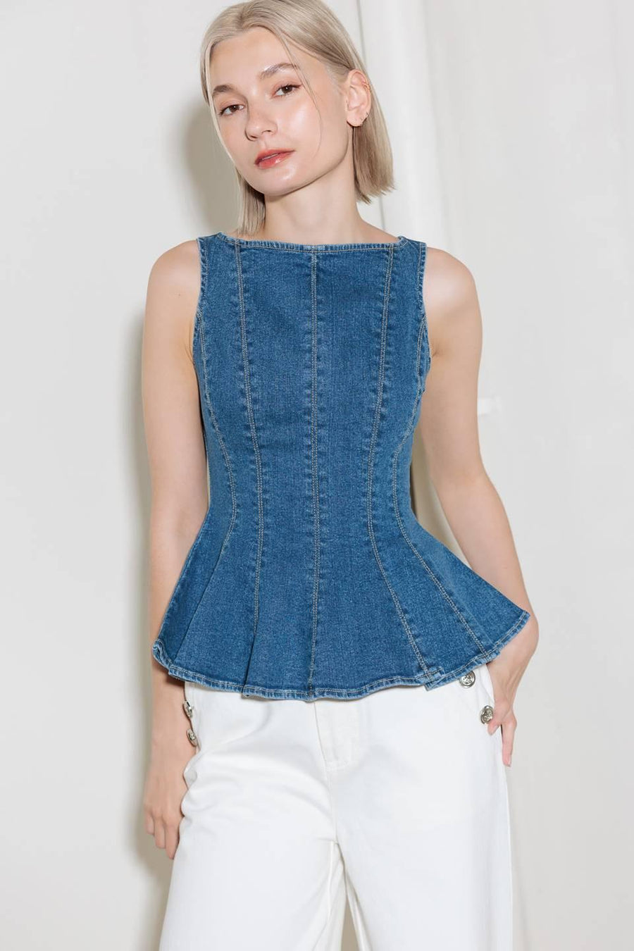 ENDURING SPARK BLUE DENIM TOP - Glamourous Grace