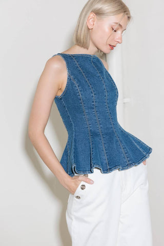ENDURING SPARK BLUE DENIM TOP - Glamourous Grace