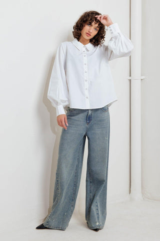 WHITE NOISE SOLID WOVEN TOP - Glamourous Grace