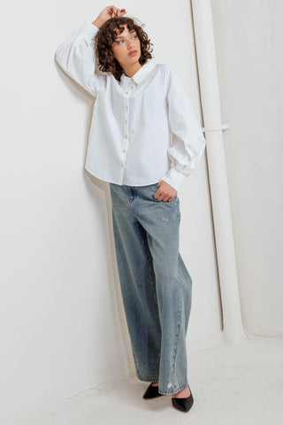 WHITE NOISE SOLID WOVEN TOP - Glamourous Grace