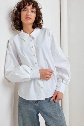 WHITE NOISE SOLID WOVEN TOP - Glamourous Grace