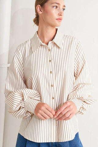 PINSTRIPE CHIC WOVEN TOP - Glamourous Grace