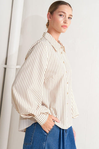 PINSTRIPE CHIC WOVEN TOP - Glamourous Grace