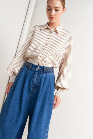 PINSTRIPE CHIC WOVEN TOP - Glamourous Grace