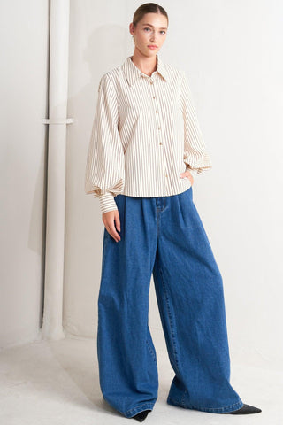 PINSTRIPE CHIC WOVEN TOP - Glamourous Grace