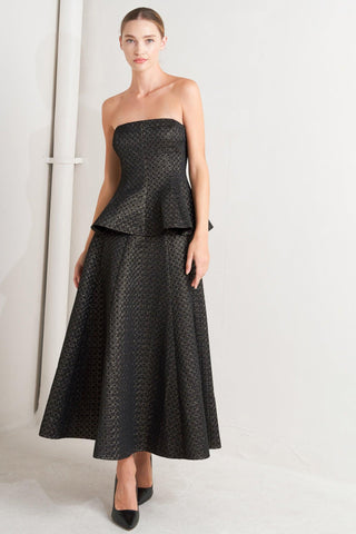 EVENING SCULPT METALLIC THREADED WOVEN TOP - Glamourous Grace