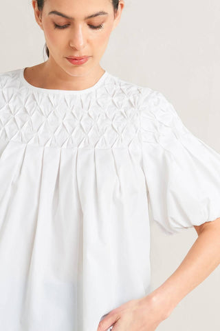 WHITE DREAM PUFF WOVEN TOP - Glamourous Grace