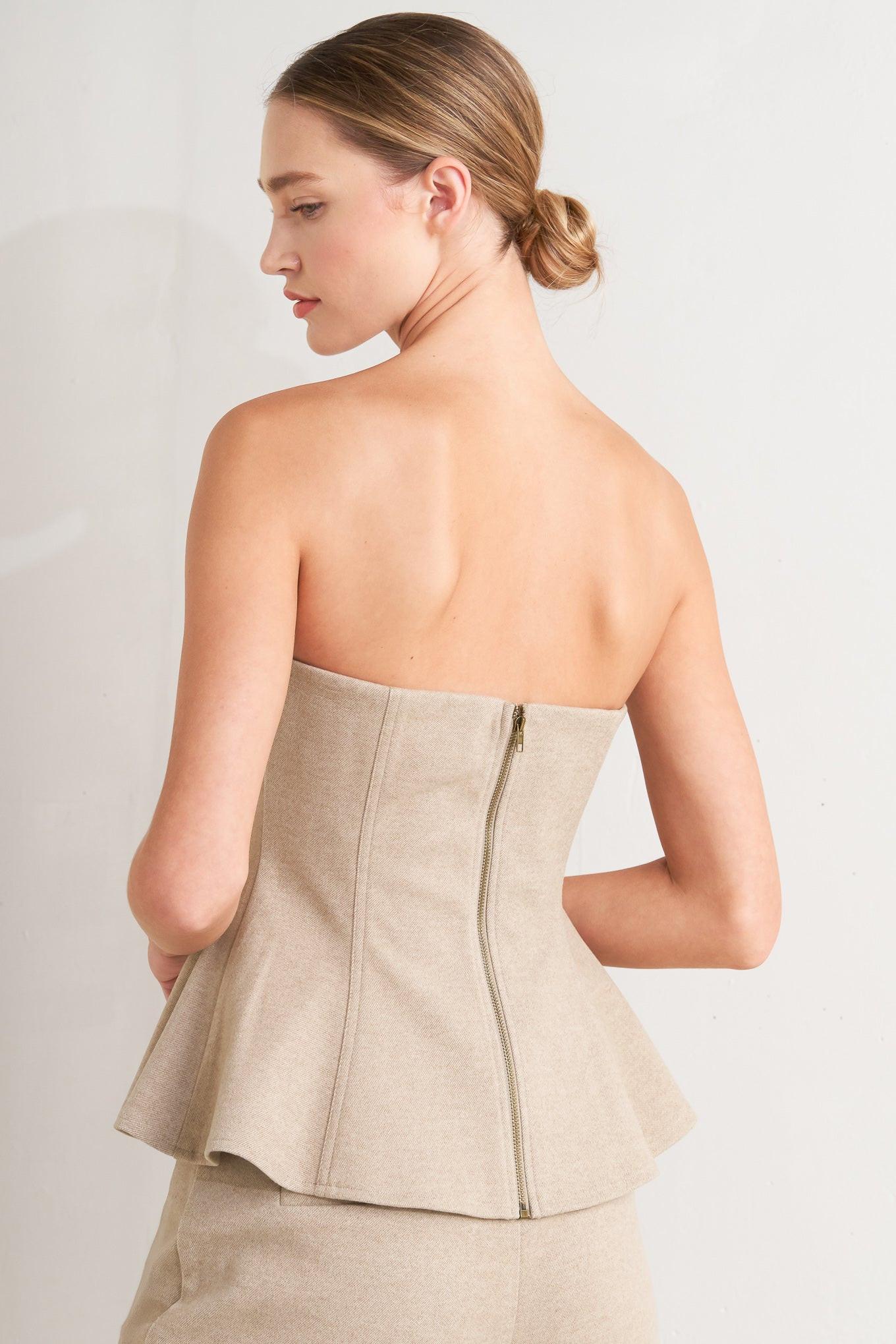 MODERN CORSET MOCHA KNIT TOP - Glamourous Grace