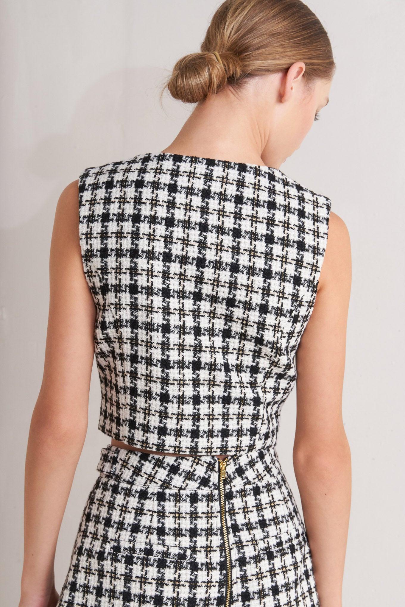 MONA CHECK TWEED VEST - Glamourous Grace