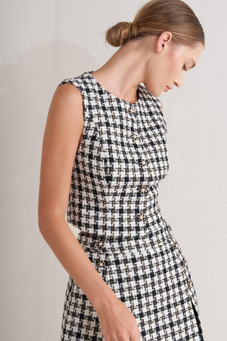 MONA CHECK TWEED VEST - Glamourous Grace