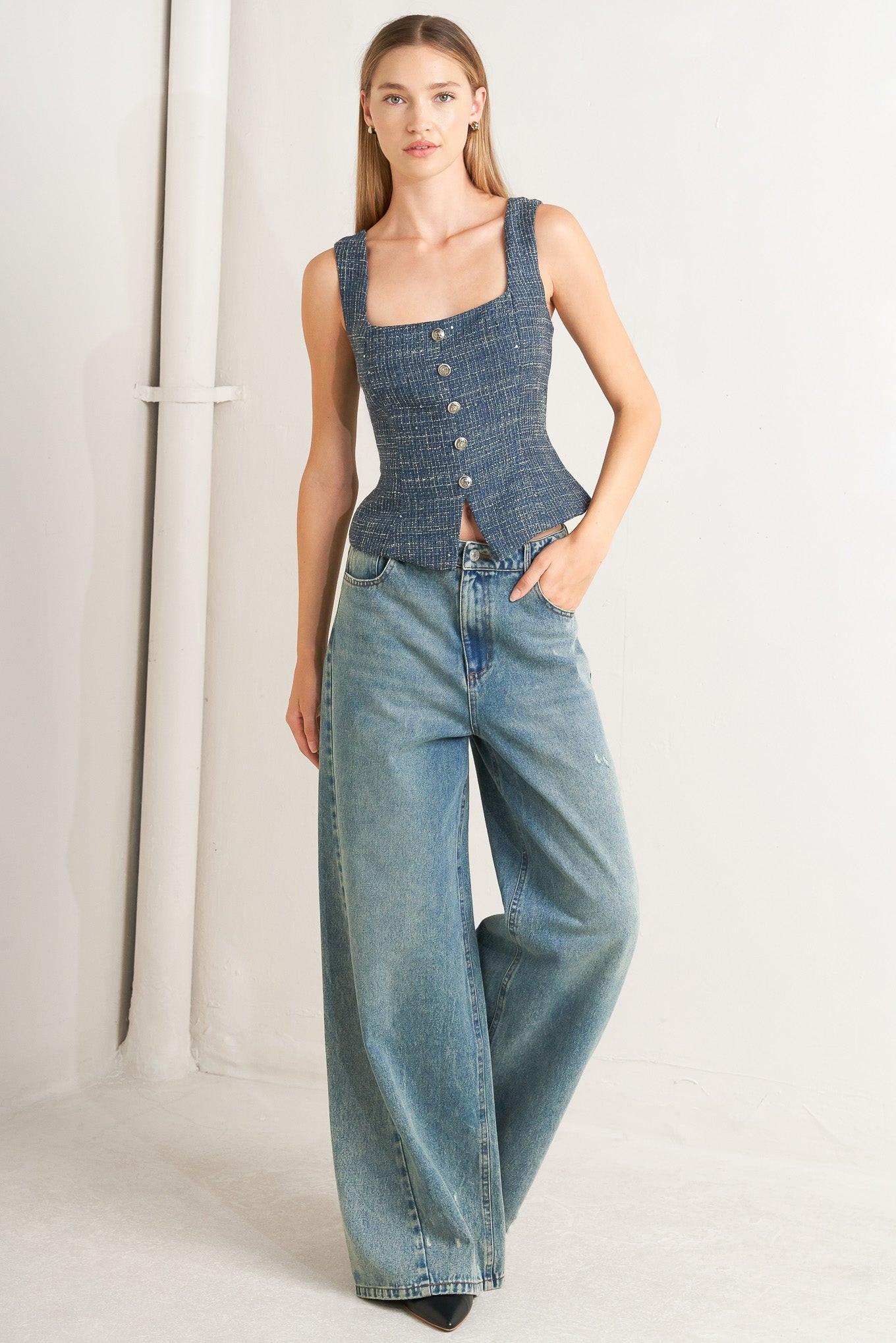 STUDIO FEMME LOOK TWEED TOP - Glamourous Grace