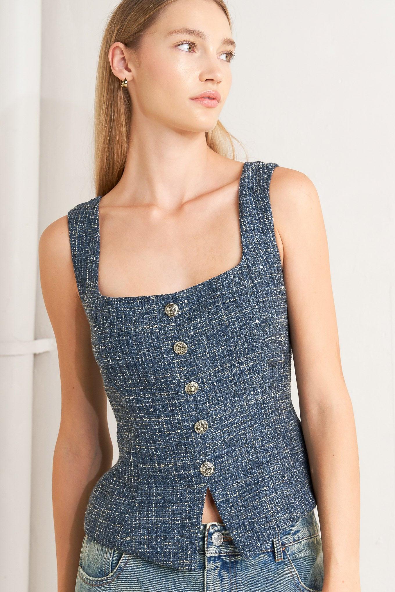 STUDIO FEMME LOOK TWEED TOP - Glamourous Grace