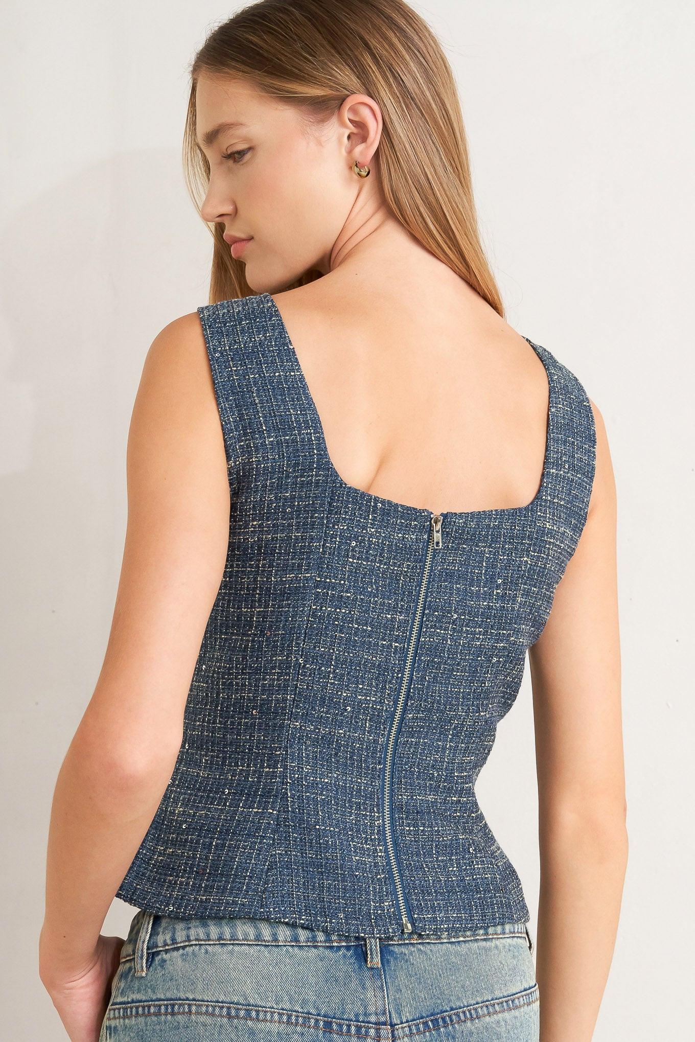 STUDIO FEMME LOOK TWEED TOP - Glamourous Grace
