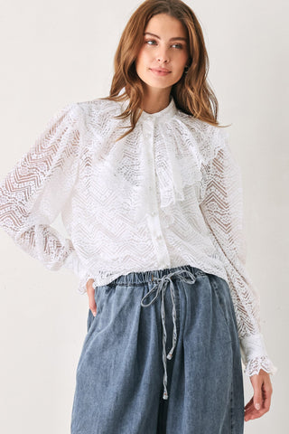 CLOUD ROMANCE WOVEN LACE TOP