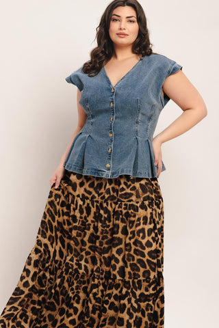 NO SECOND THOUGHT WASHED DENIM TOP - Glamourous Grace
