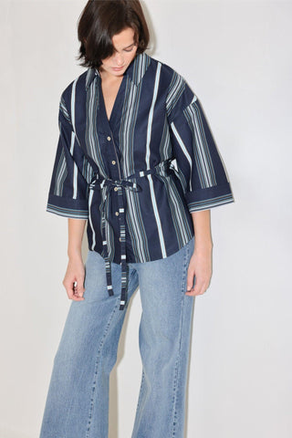 CITY STRIPE WOVEN TOP
