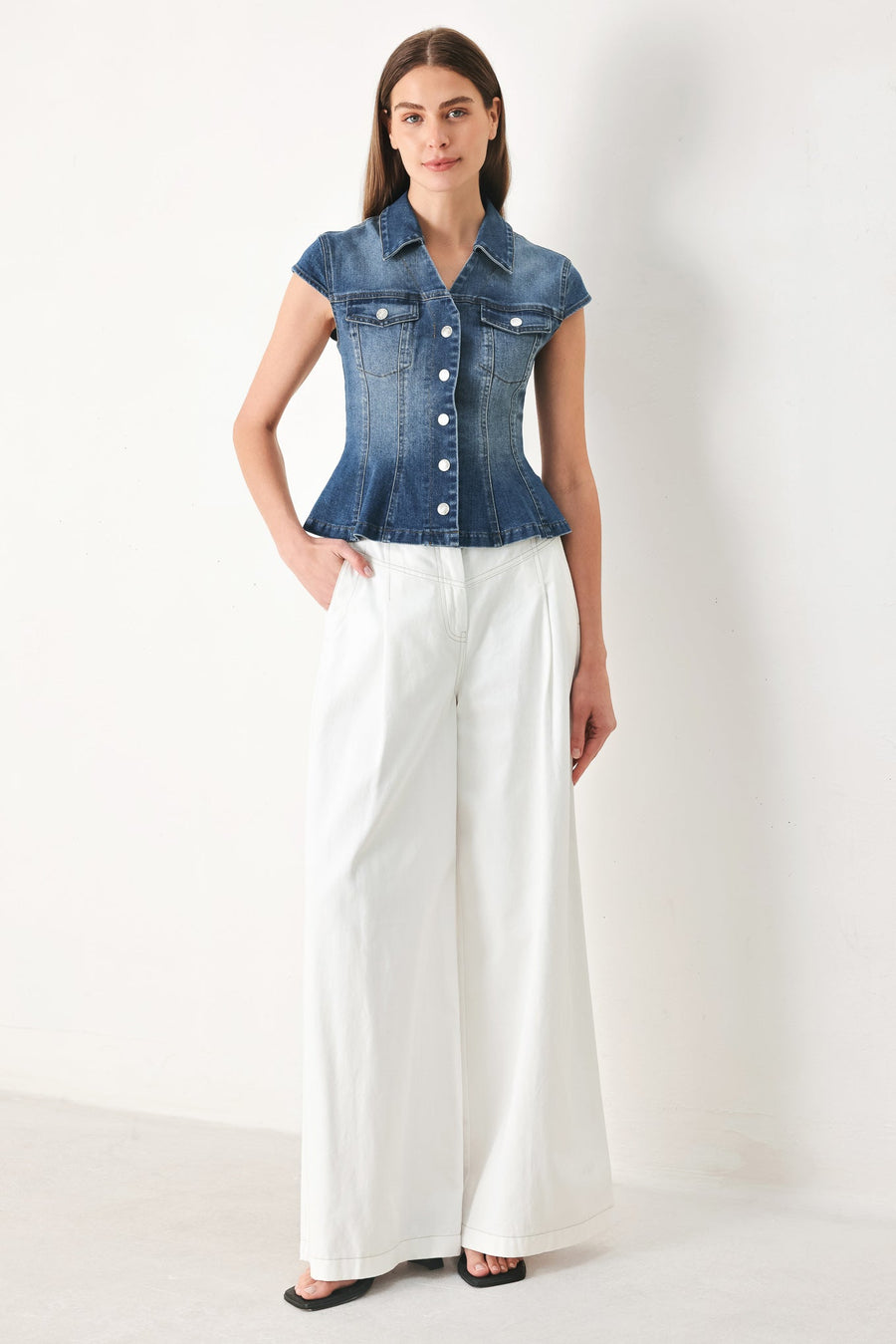 LOVELY COLLAR DENIM TOP - Glamourous Grace