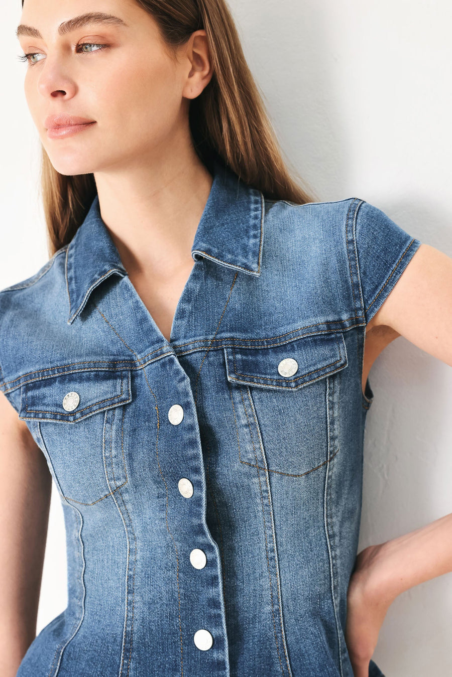 LOVELY COLLAR DENIM TOP - Glamourous Grace