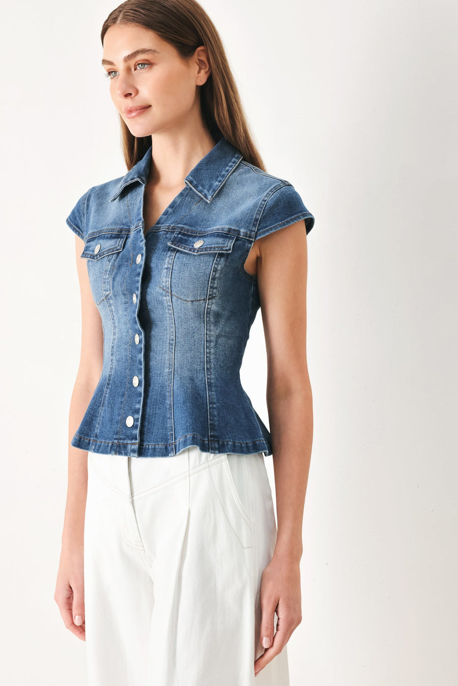 LOVELY COLLAR DENIM TOP - Glamourous Grace
