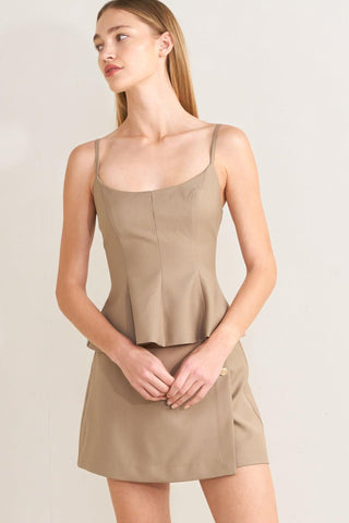 MANHATTAN PEPLUM WOVEN CAMI TOP - Glamourous Grace