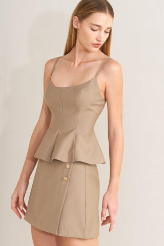 MANHATTAN PEPLUM WOVEN CAMI TOP - Glamourous Grace