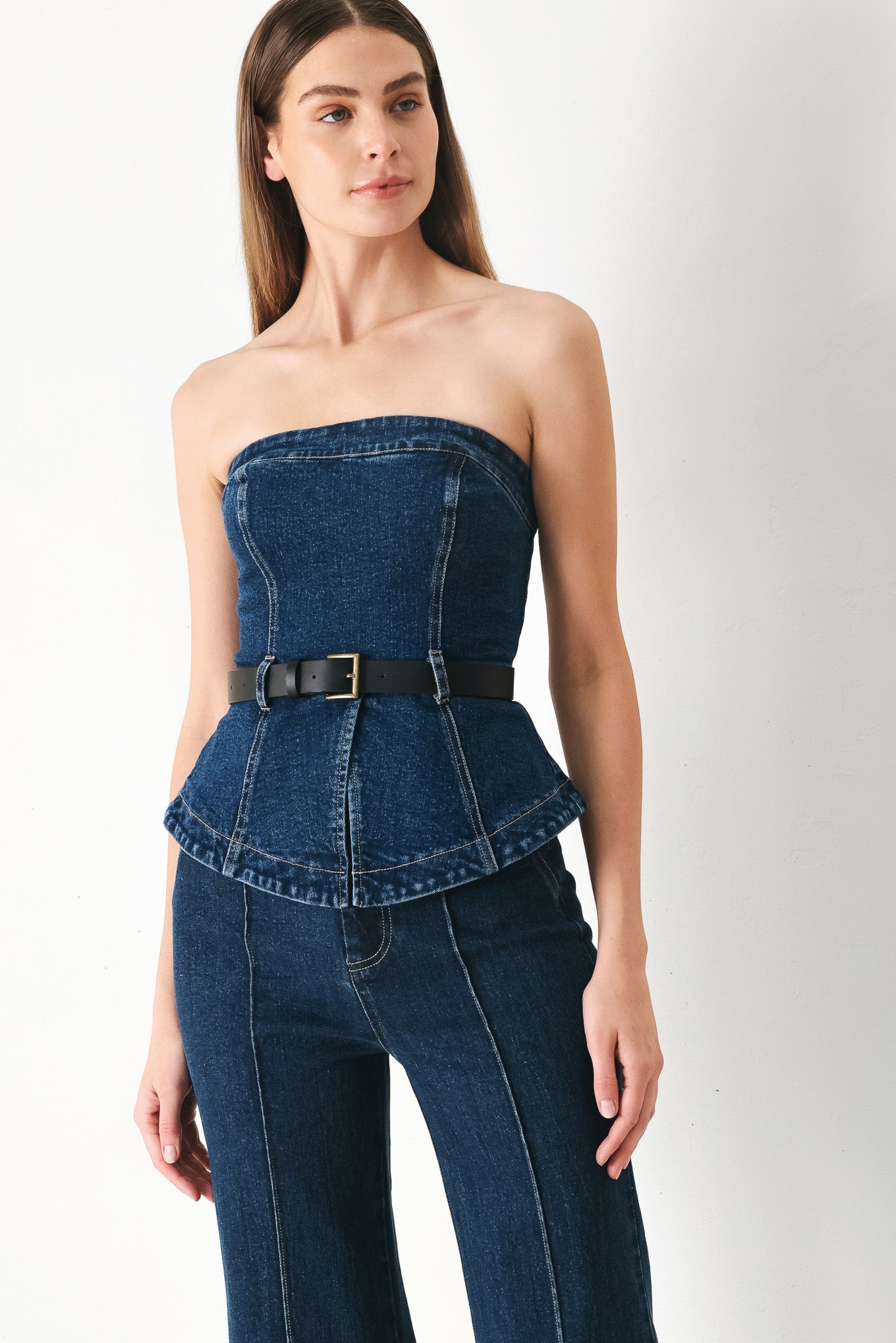 SKYLINE FLARE DENIM TUBE TOP - Glamourous Grace