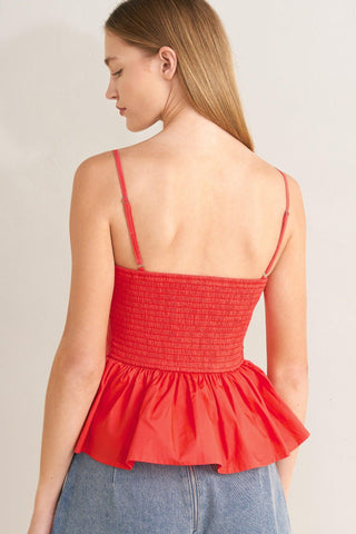 SUNSET BOW RED WOVEN TOP - Glamourous Grace
