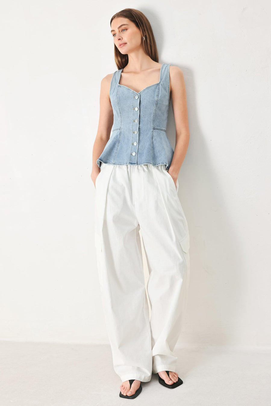 BLOSSOM BLUE DENIM TOP - Glamourous Grace