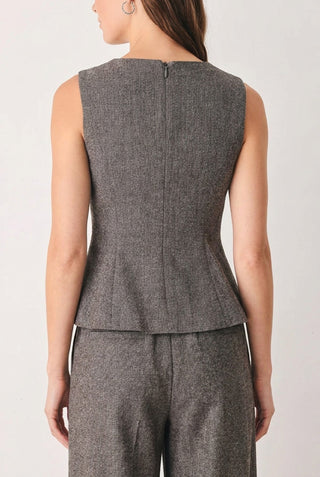 COCOA STRUCTURE BROWN V-NECK PEPLUM TOP