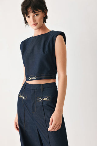 YACHT CLUB WOVEN CROP TOP - Glamourous Grace