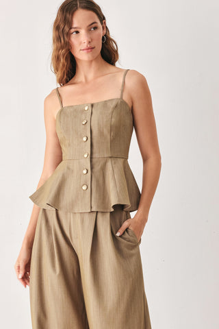 STONEWASH RELAXED WOVEN TOP