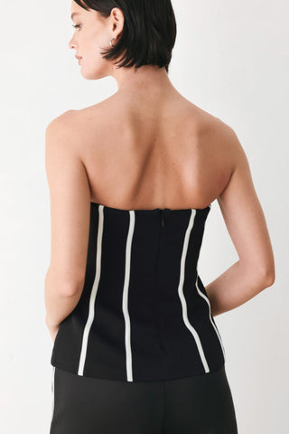 BLACK AND WHITE REIGN WOVEN TUBE TOP