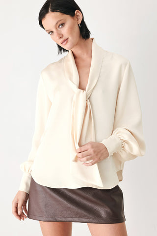 CHAMPAGNE WISHES TIE FRONT BLOUSE