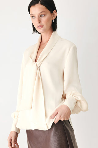 CHAMPAGNE WISHES TIE FRONT BLOUSE