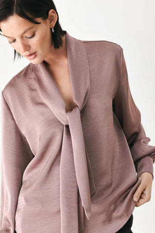 CHAMPAGNE WISHES TIE FRONT BLOUSE