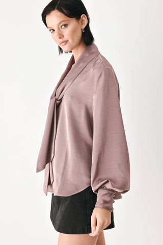 CHAMPAGNE WISHES TIE FRONT BLOUSE