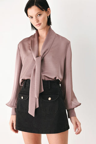 CHAMPAGNE WISHES TIE FRONT BLOUSE