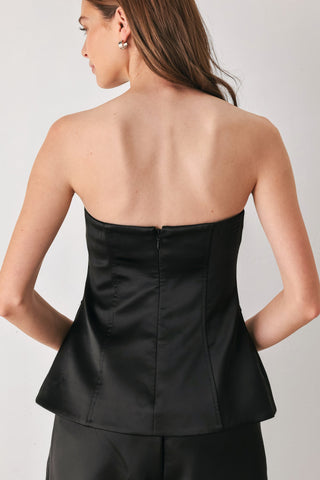 MODERN NOIR BLACK STRAPLESS BUTTON TOP