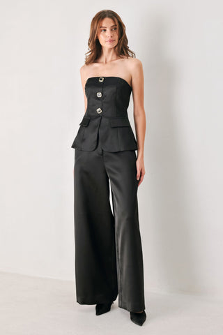 MODERN NOIR BLACK STRAPLESS BUTTON TOP