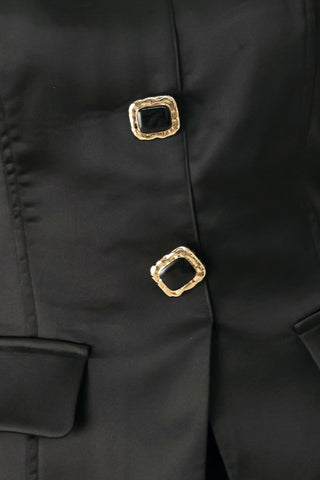 MODERN NOIR BLACK STRAPLESS BUTTON TOP