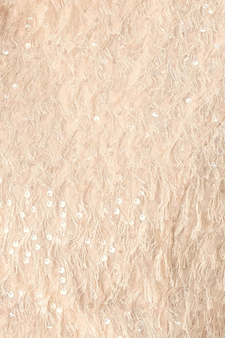 CHAMPAGNE WHISPER SEQUIN EYELASH MESH CROPPED TOP
