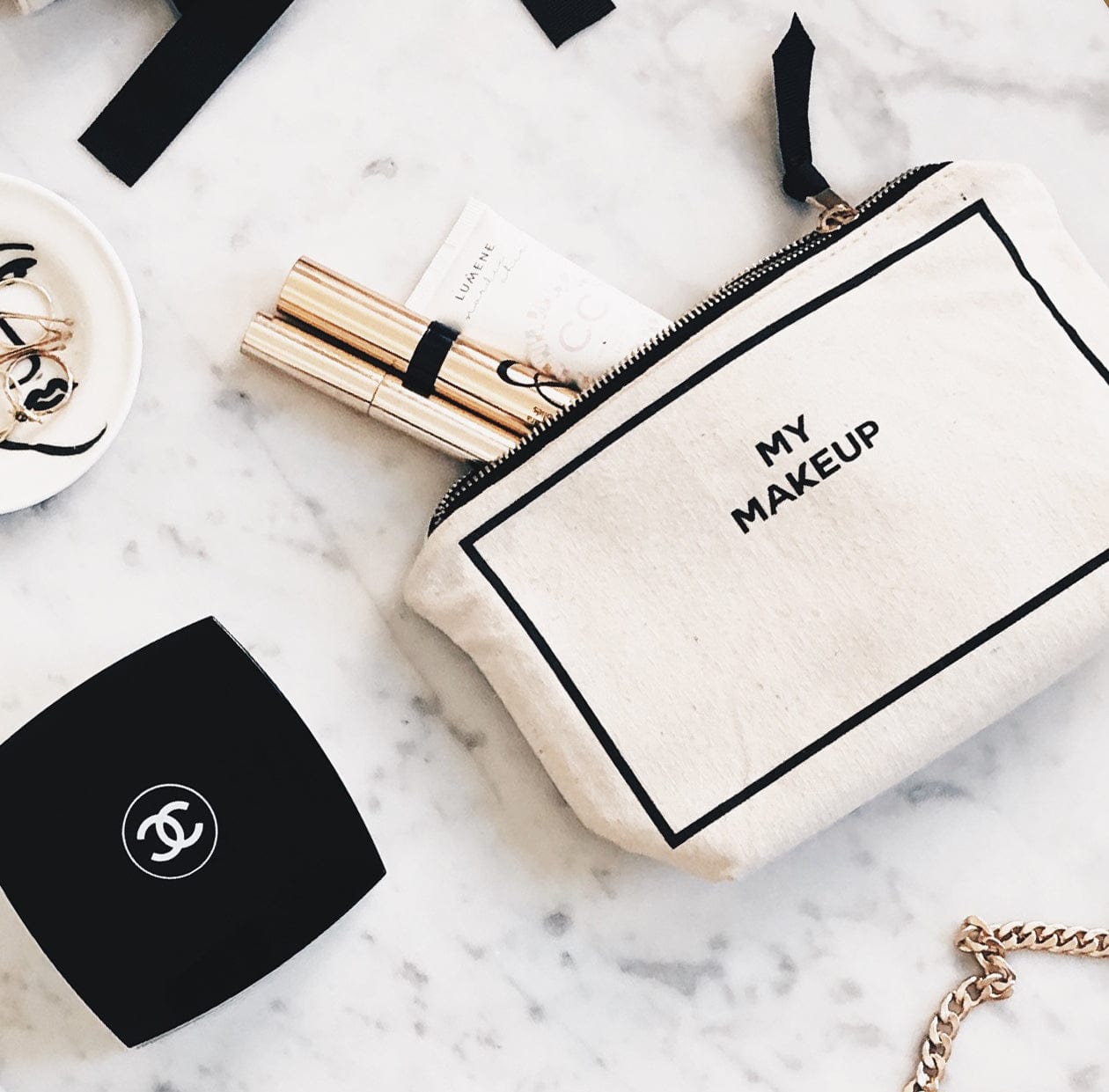 My Makeup Pouch, Coated Lining – Cream - Glamourous Grace